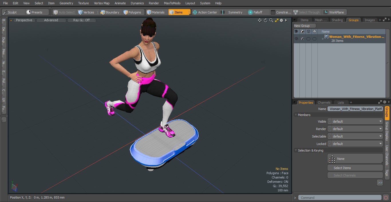 Woman With Fitness Vibration Platform 3D