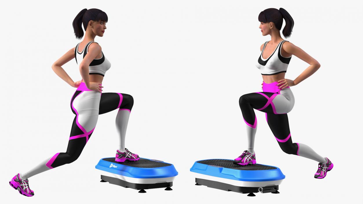 Woman With Fitness Vibration Platform 3D