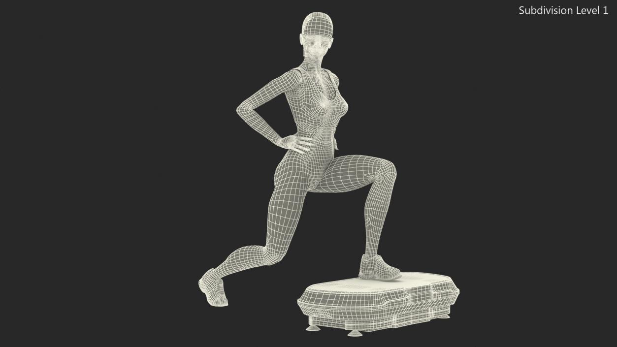 Woman With Fitness Vibration Platform 3D