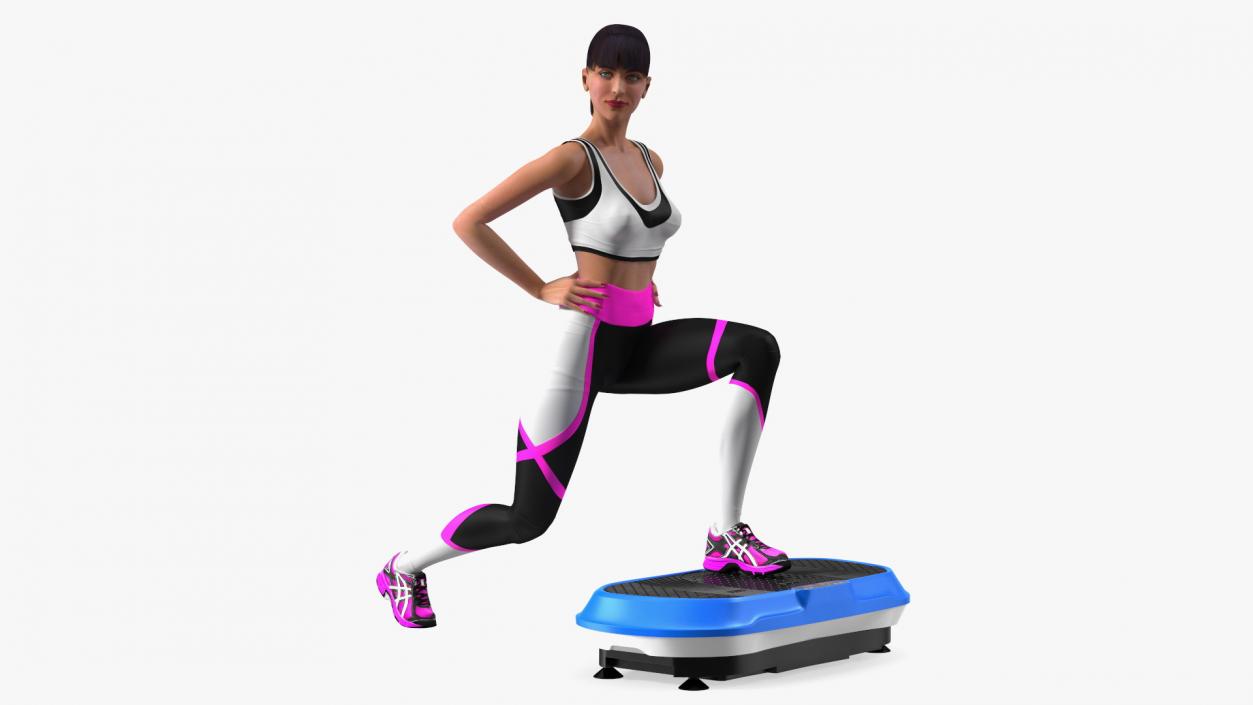 Woman With Fitness Vibration Platform 3D