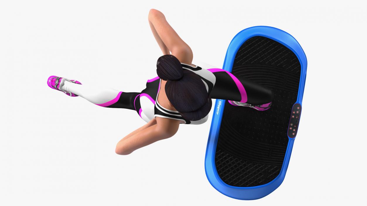 Woman With Fitness Vibration Platform 3D