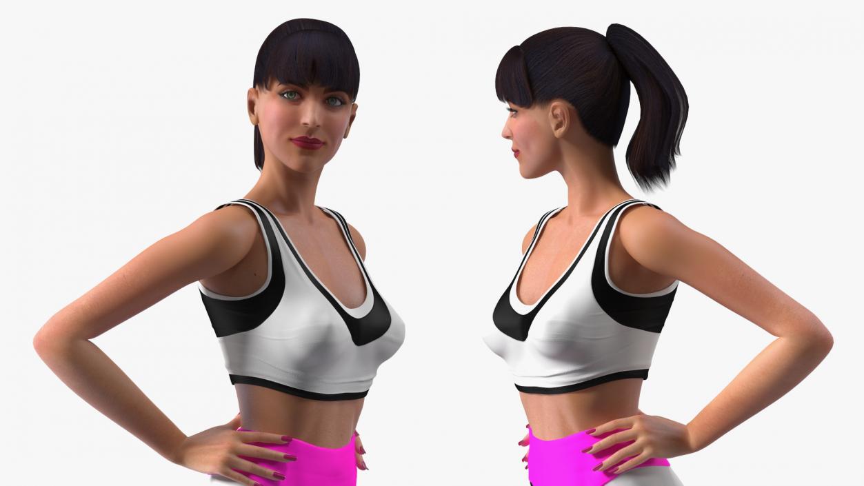 Woman With Fitness Vibration Platform 3D