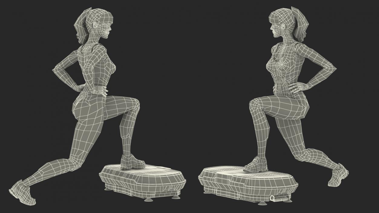 Woman With Fitness Vibration Platform 3D