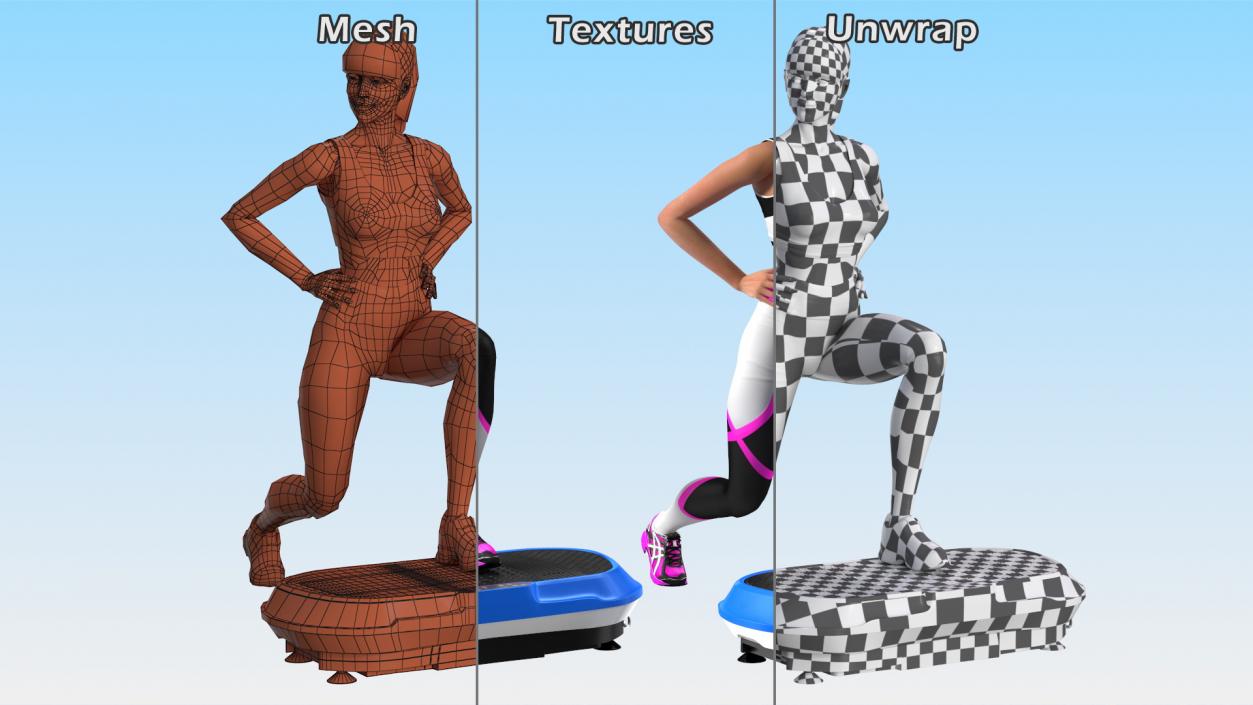 Woman With Fitness Vibration Platform 3D