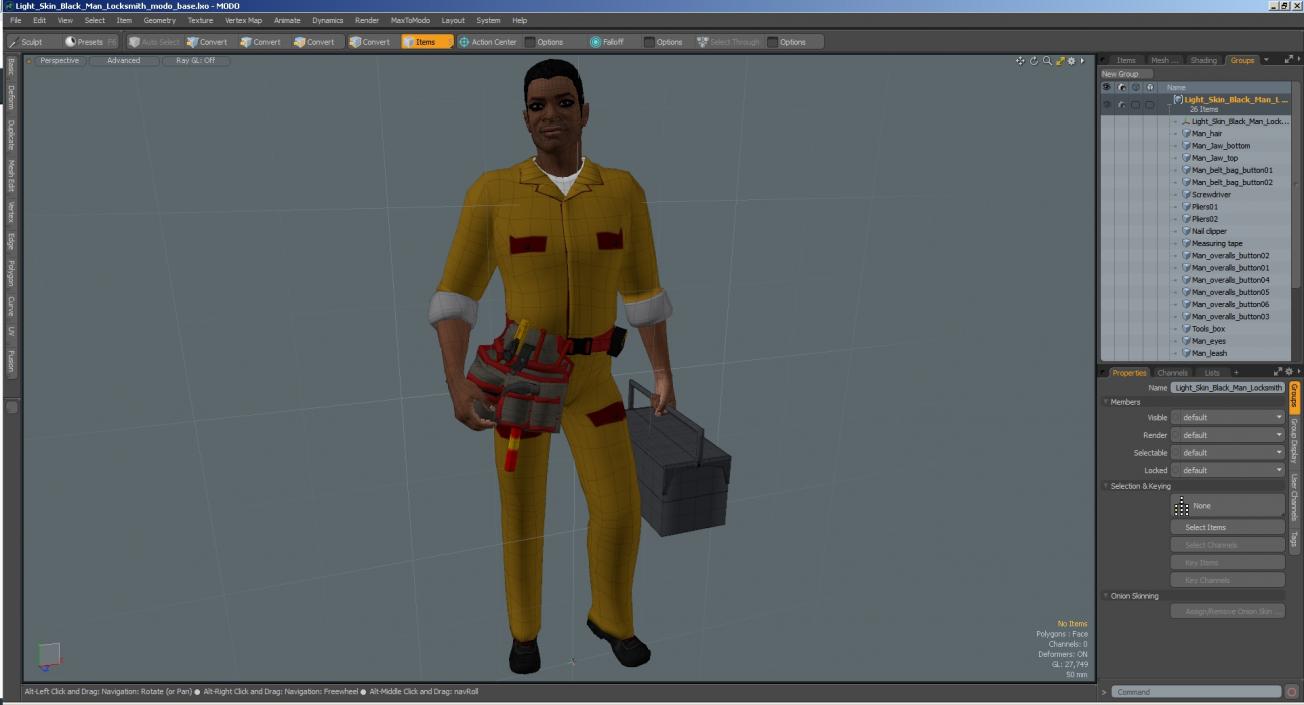 3D model Light Skin Black Man Locksmith