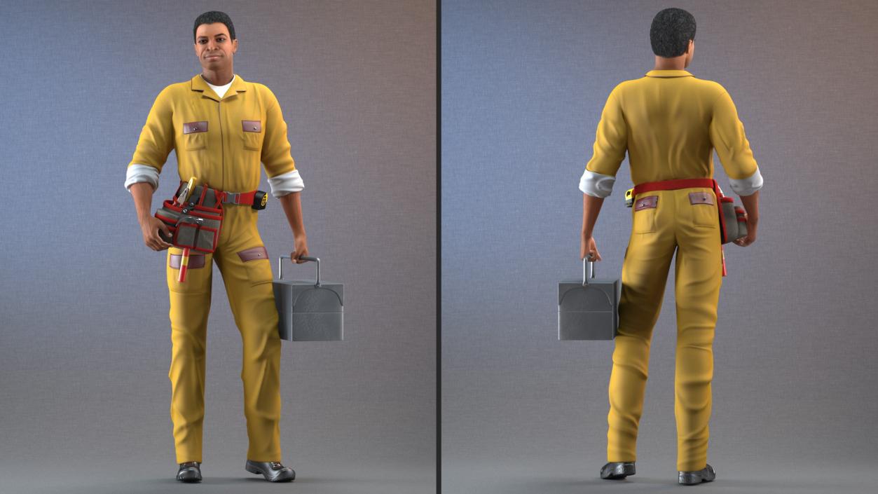 3D model Light Skin Black Man Locksmith