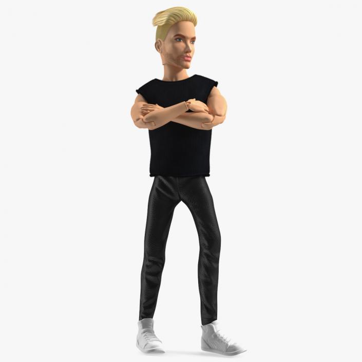 3D Barbie Ken GTD90 Dressed Pose Fur model