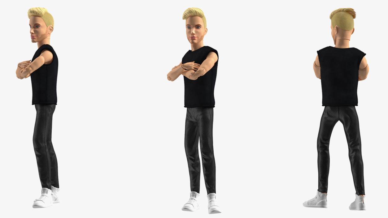 3D Barbie Ken GTD90 Dressed Pose Fur model