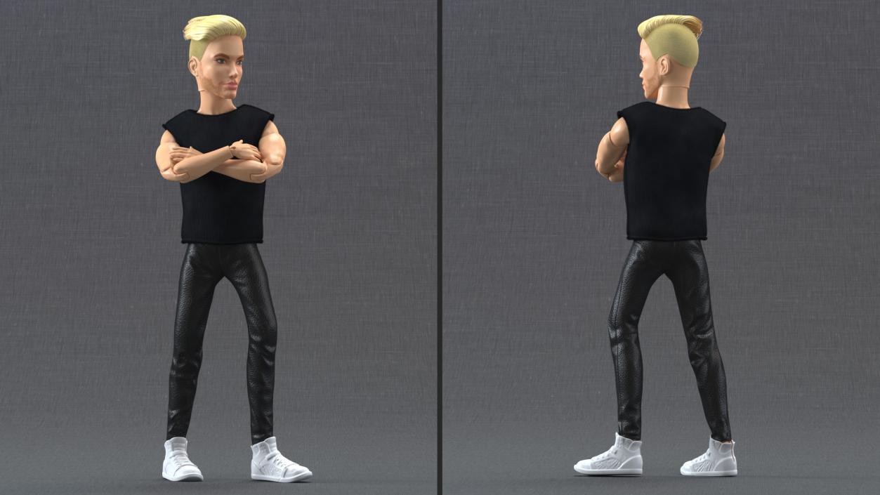 3D Barbie Ken GTD90 Dressed Pose Fur model