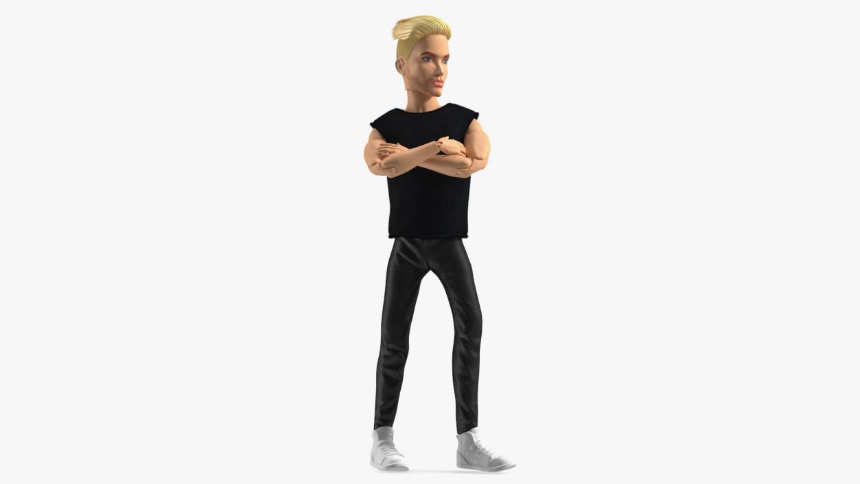 3D Barbie Ken GTD90 Dressed Pose Fur model