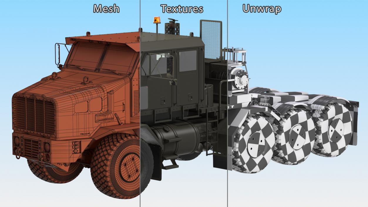 3D Tank Transporter for Military Rigged