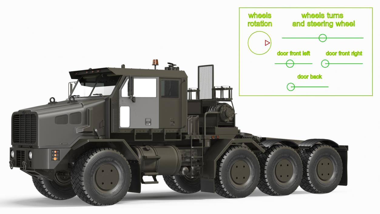 3D Tank Transporter for Military Rigged