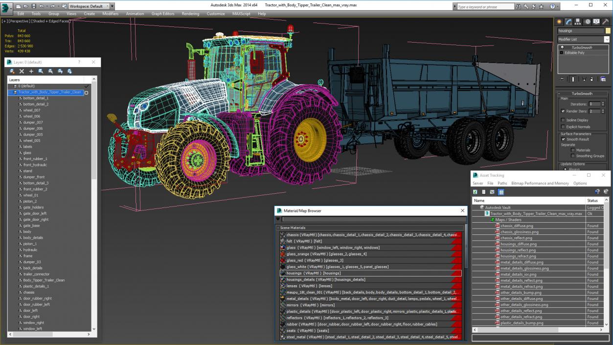 3D Tractor with Body Tipper Trailer Clean model