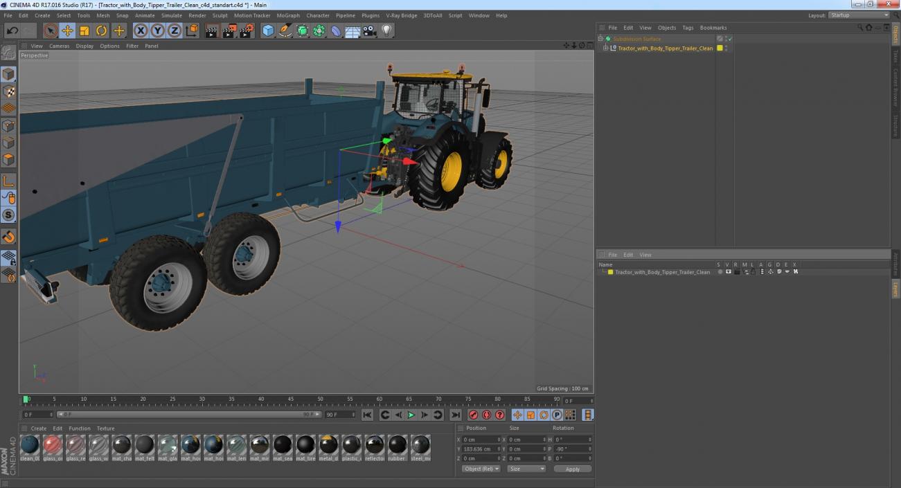 3D Tractor with Body Tipper Trailer Clean model