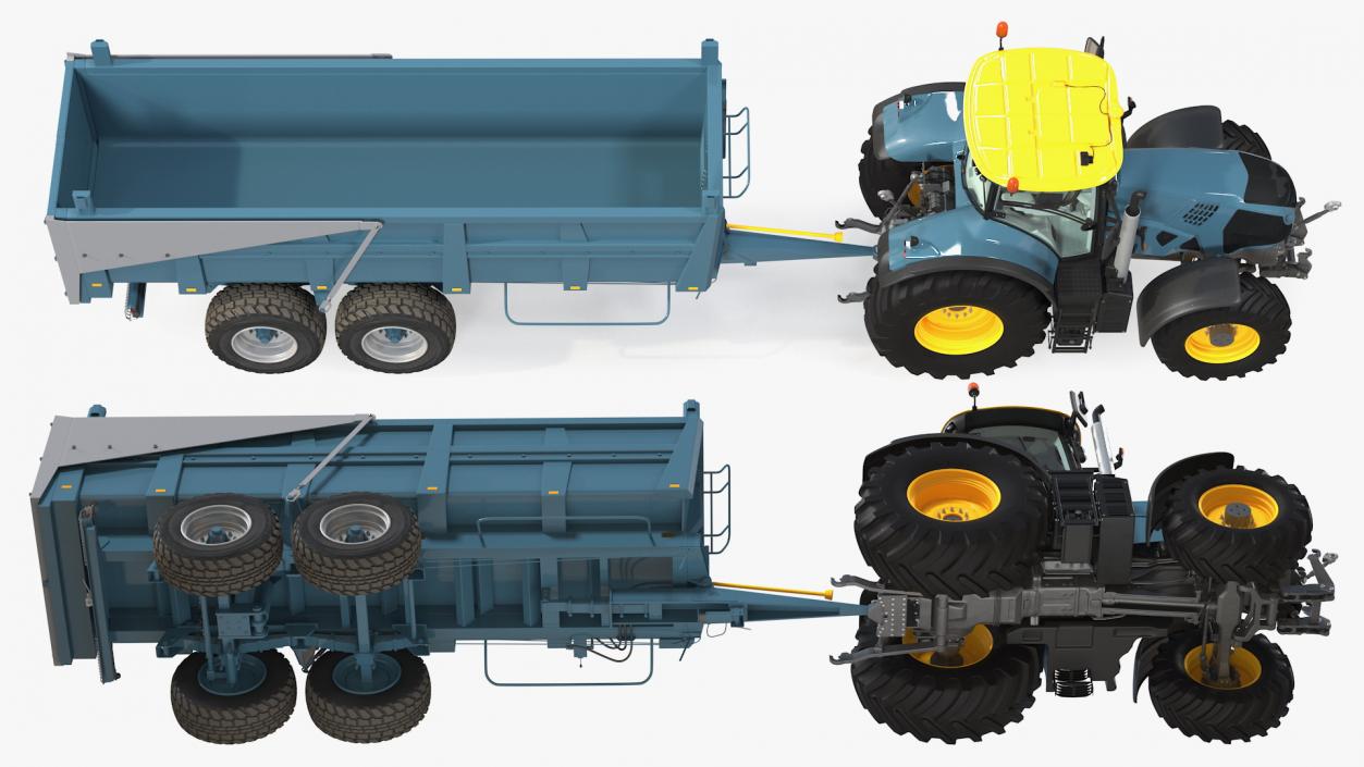 3D Tractor with Body Tipper Trailer Clean model