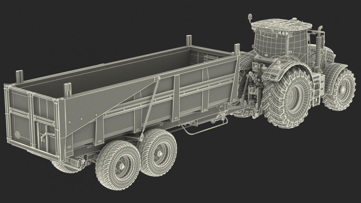 3D Tractor with Body Tipper Trailer Clean model