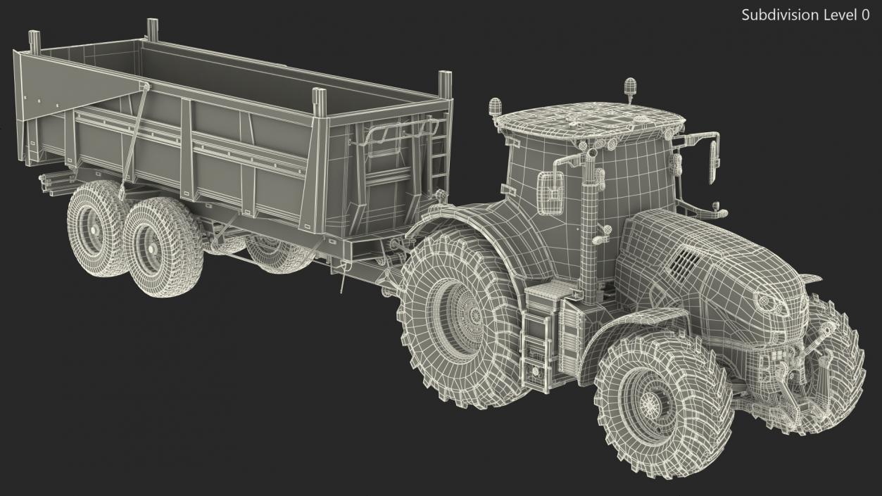 3D Tractor with Body Tipper Trailer Clean model