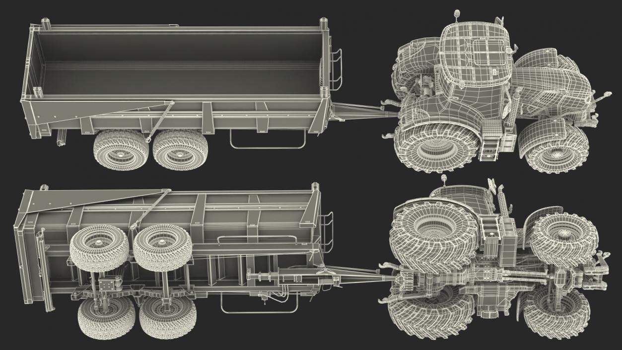 3D Tractor with Body Tipper Trailer Clean model