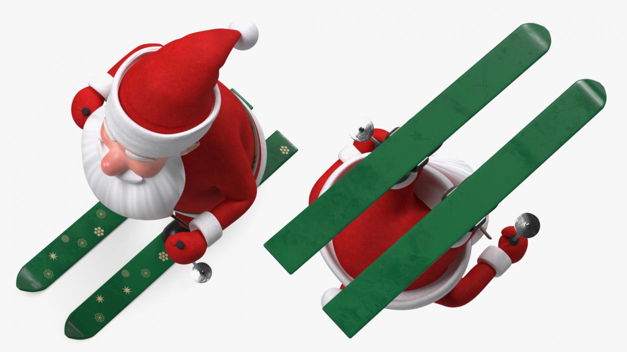 3D Skiing Santa Claus Cartoon Character