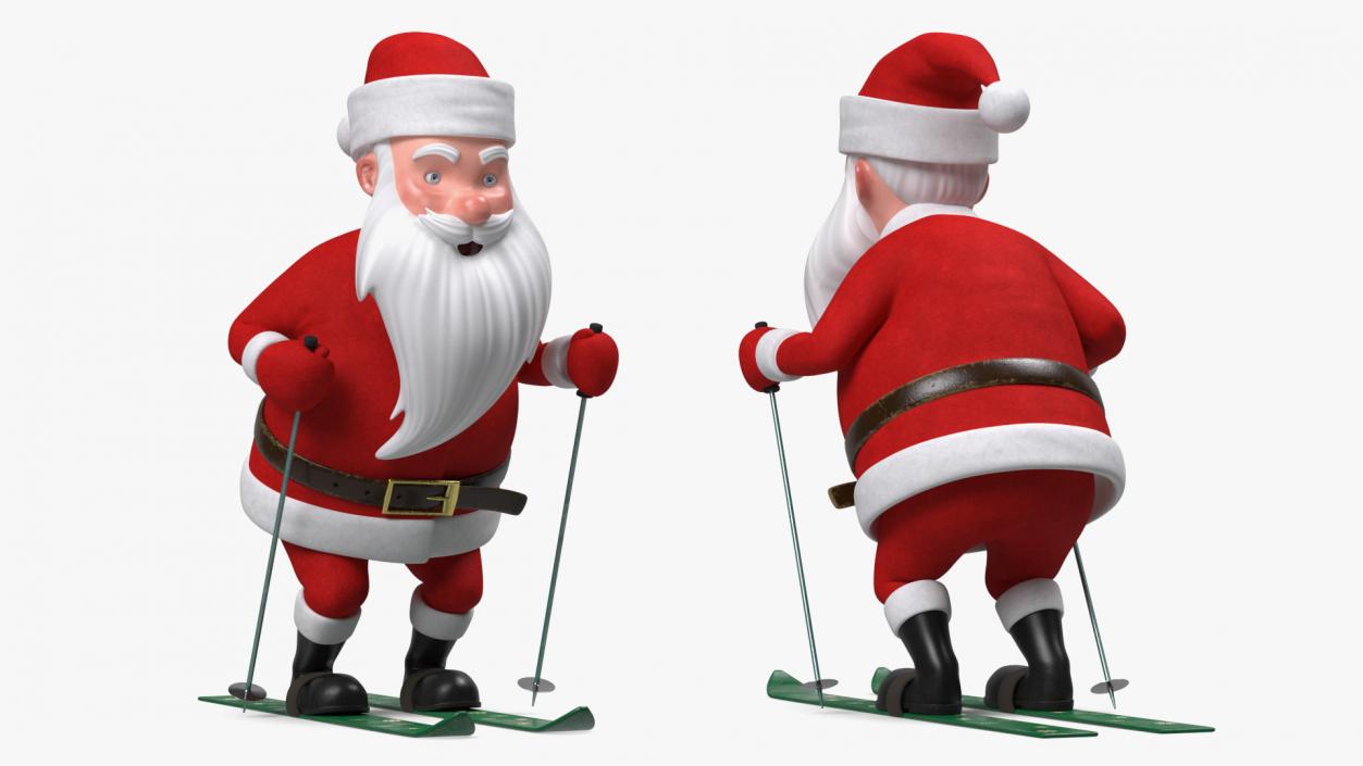 3D Skiing Santa Claus Cartoon Character