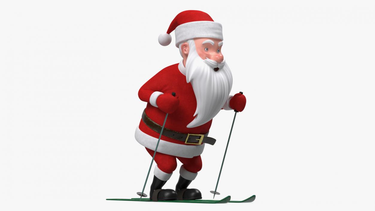 3D Skiing Santa Claus Cartoon Character