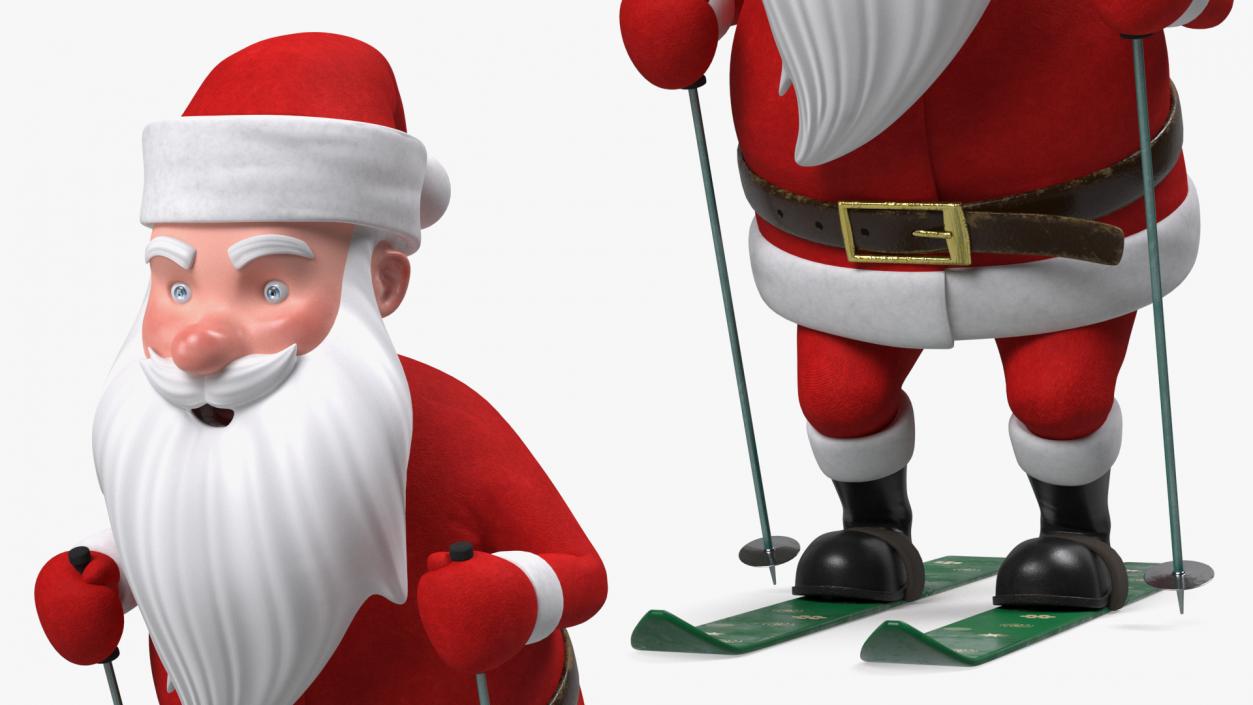 3D Skiing Santa Claus Cartoon Character