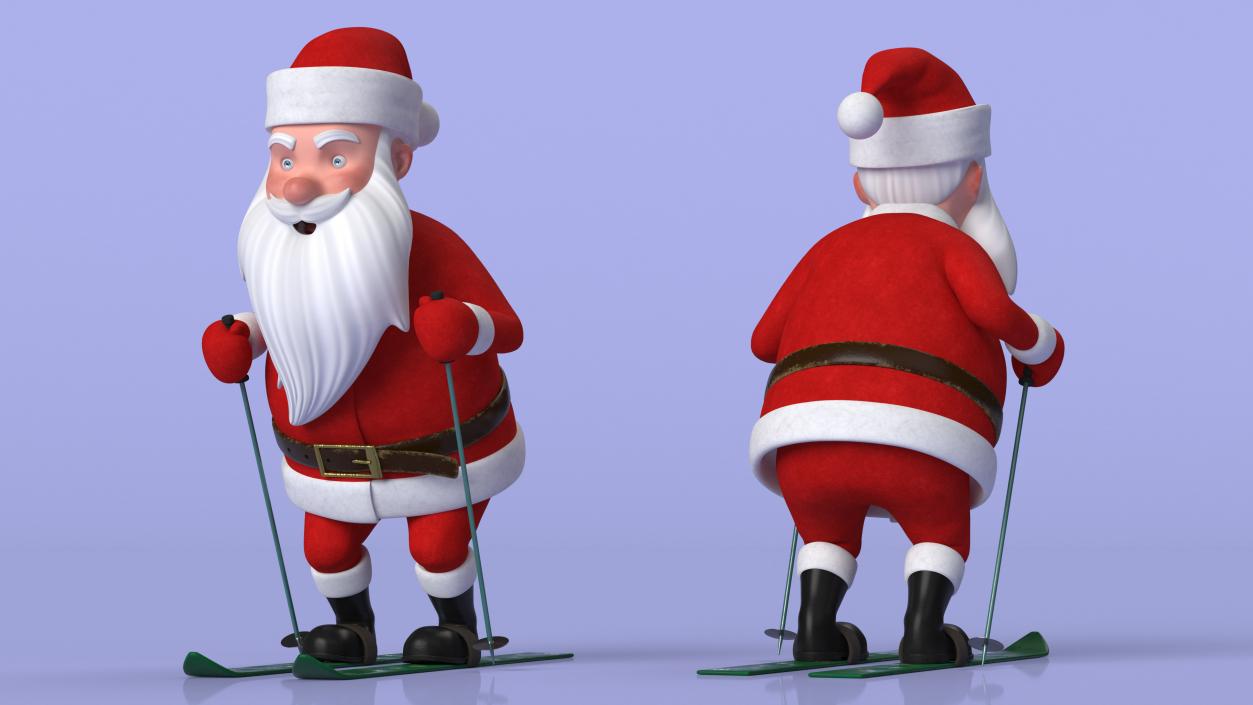 3D Skiing Santa Claus Cartoon Character