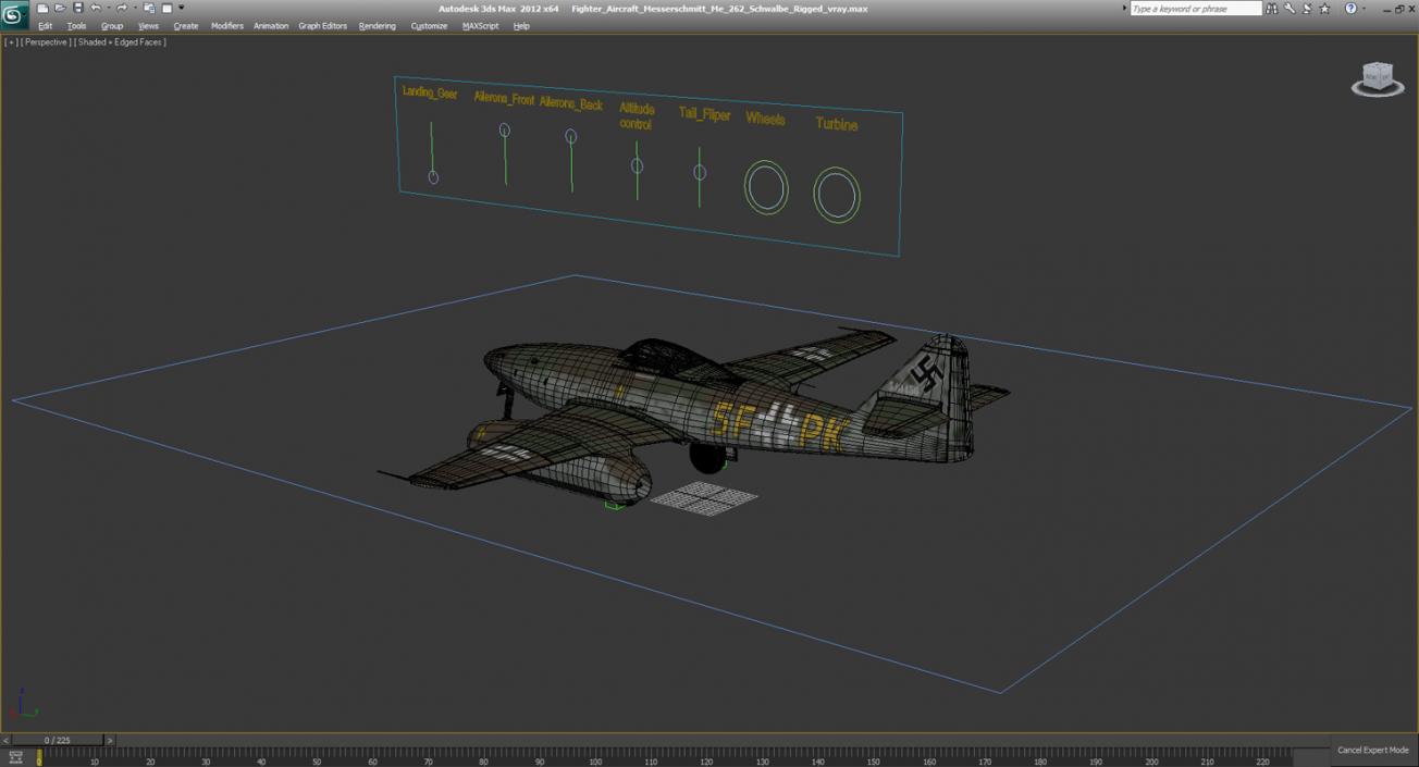 3D Fighter Aircraft Messerschmitt Me 262 Schwalbe Rigged model