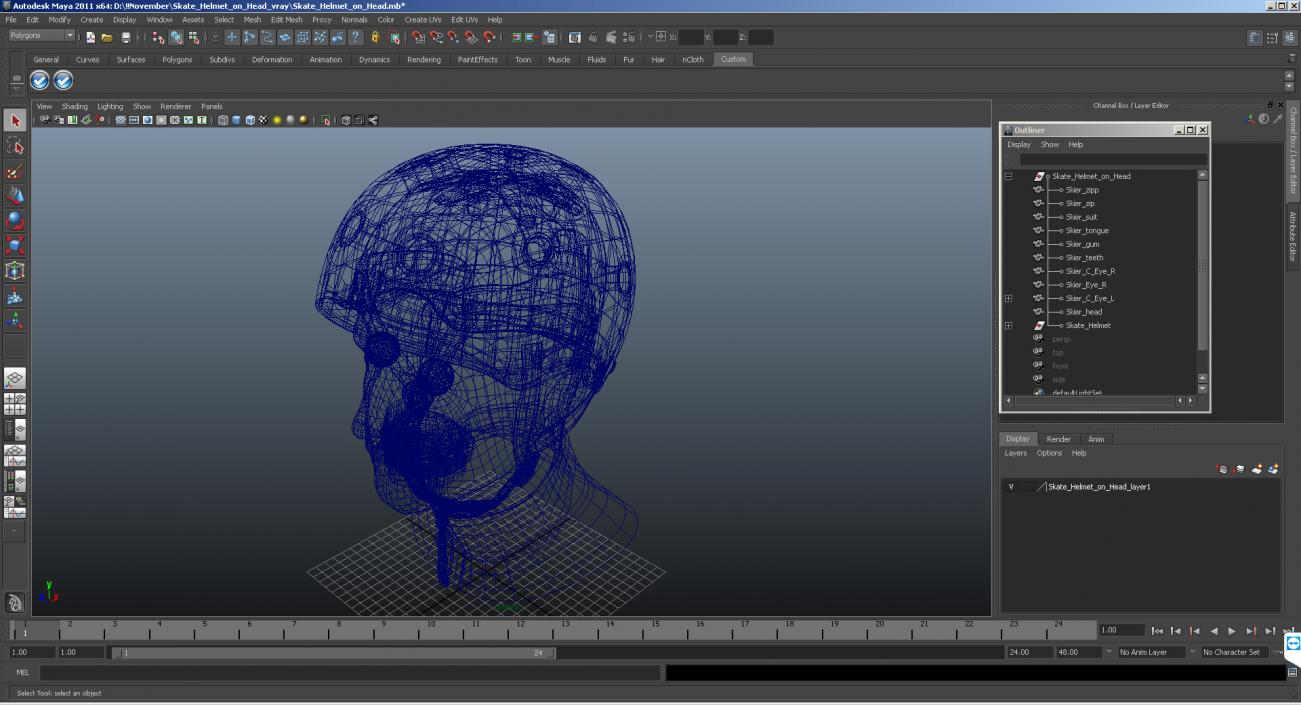 3D model Skate Helmet on Head