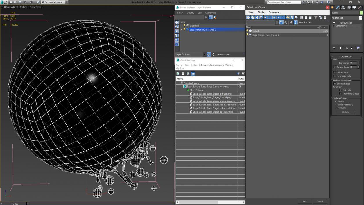 3D model Soap Bubble Burst Stage 2