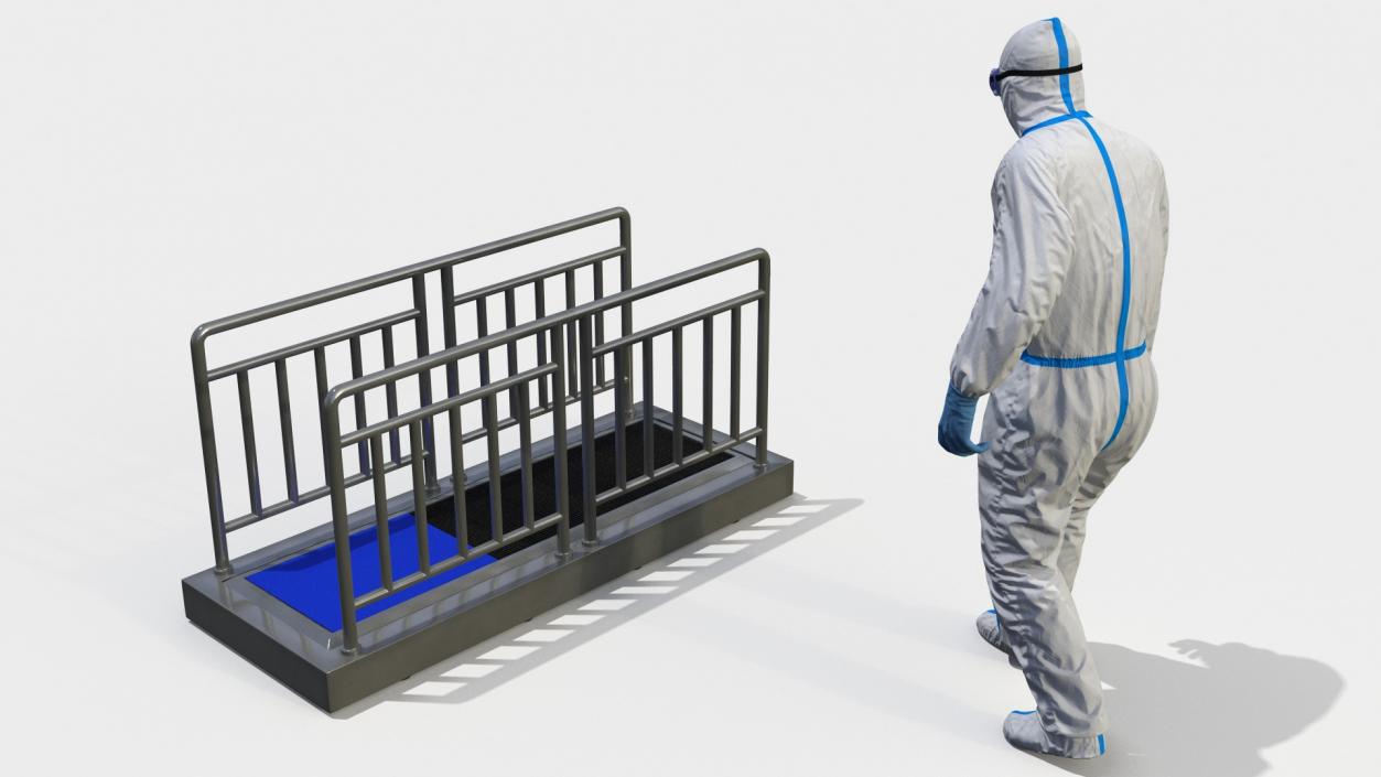 3D Disposable Protective Suit with Sole Cleaner Rigged