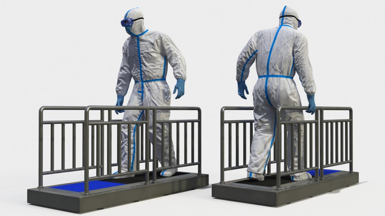 3D Disposable Protective Suit with Sole Cleaner Rigged