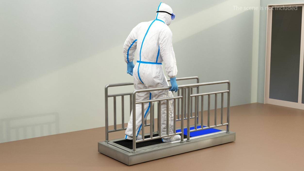 3D Disposable Protective Suit with Sole Cleaner Rigged