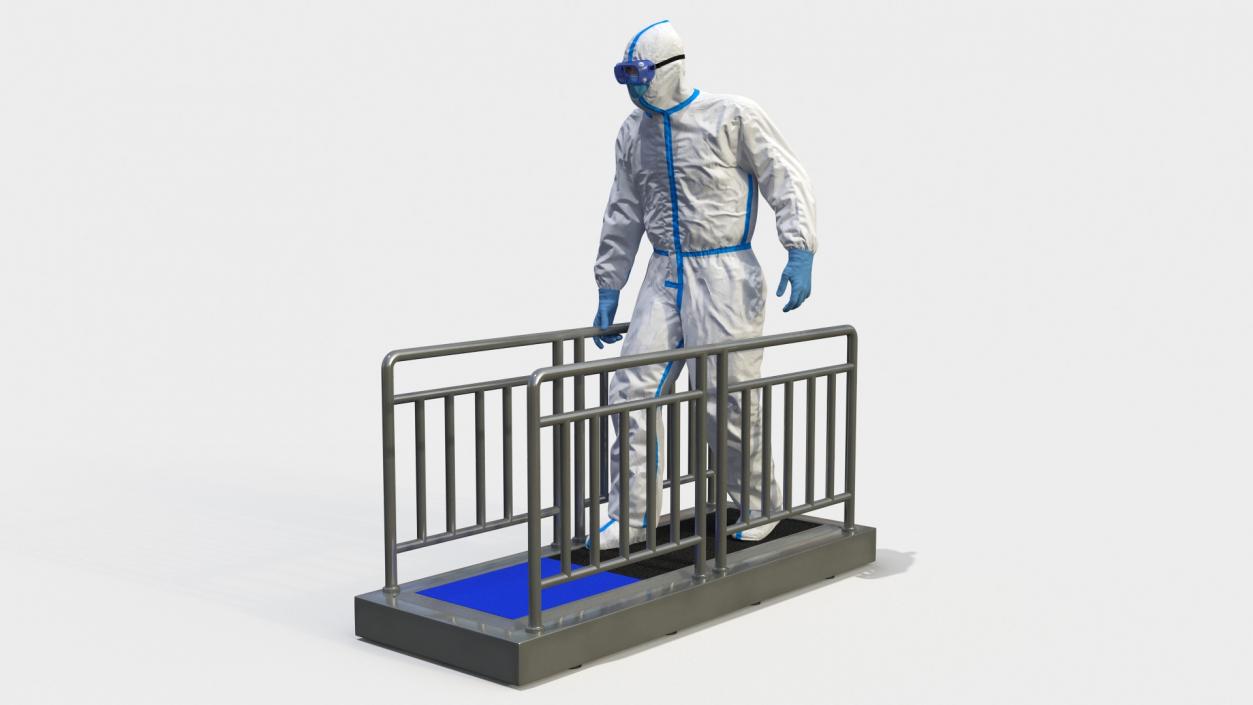 3D Disposable Protective Suit with Sole Cleaner Rigged