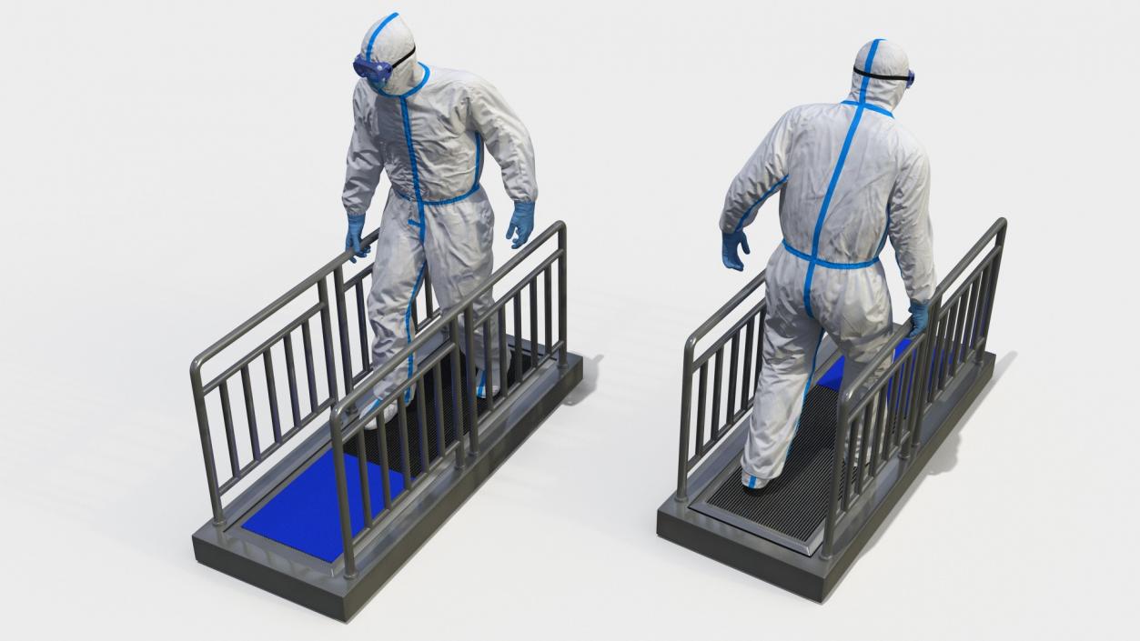 3D Disposable Protective Suit with Sole Cleaner Rigged