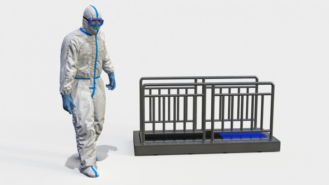 3D Disposable Protective Suit with Sole Cleaner Rigged