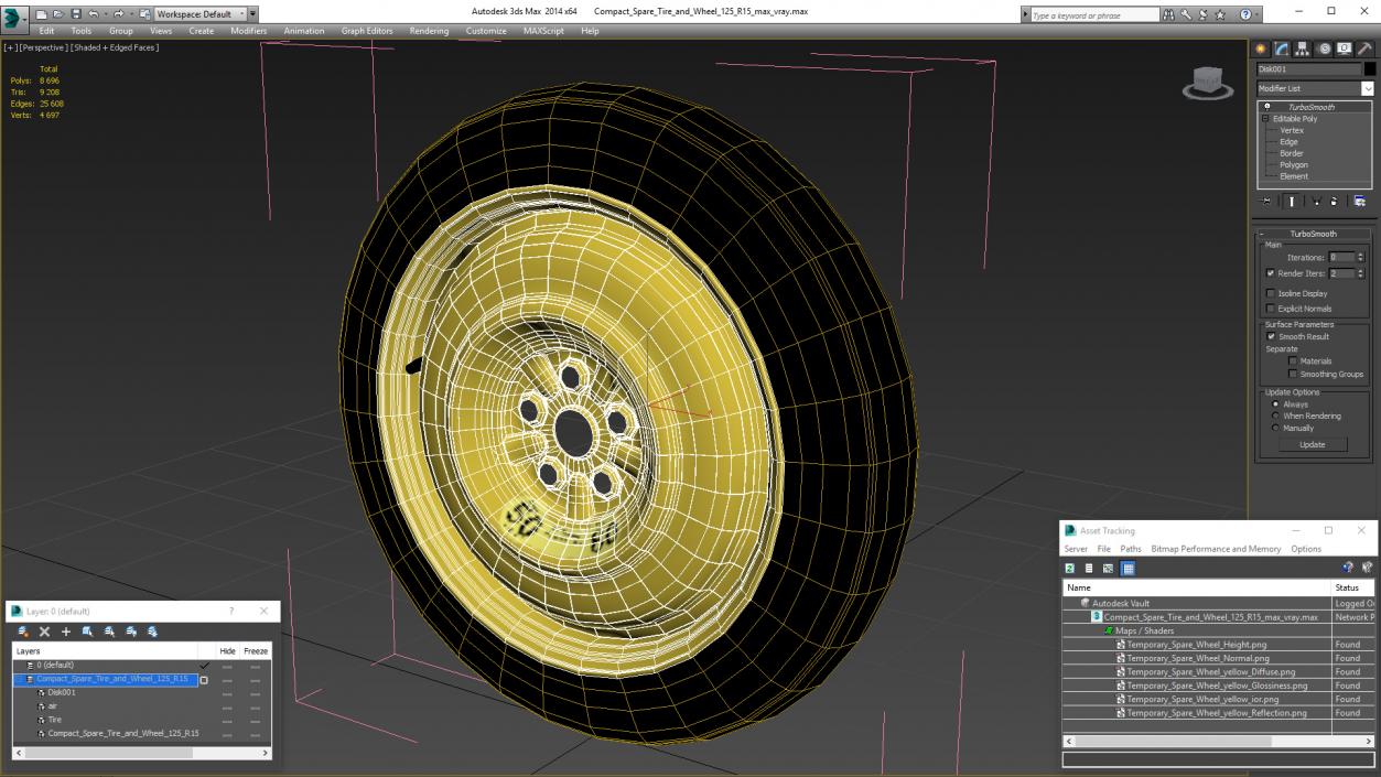 3D Compact Spare Tire and Wheel 125 R15