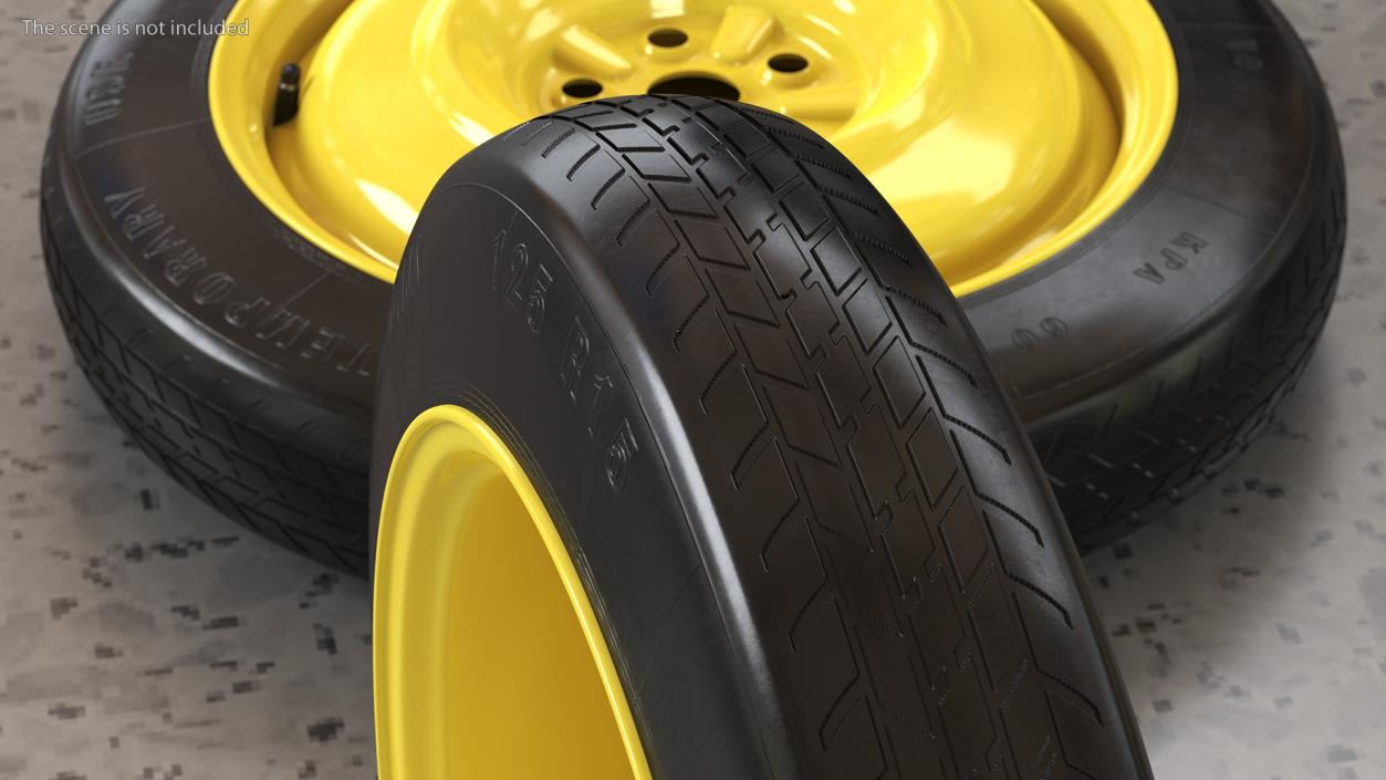 3D Compact Spare Tire and Wheel 125 R15