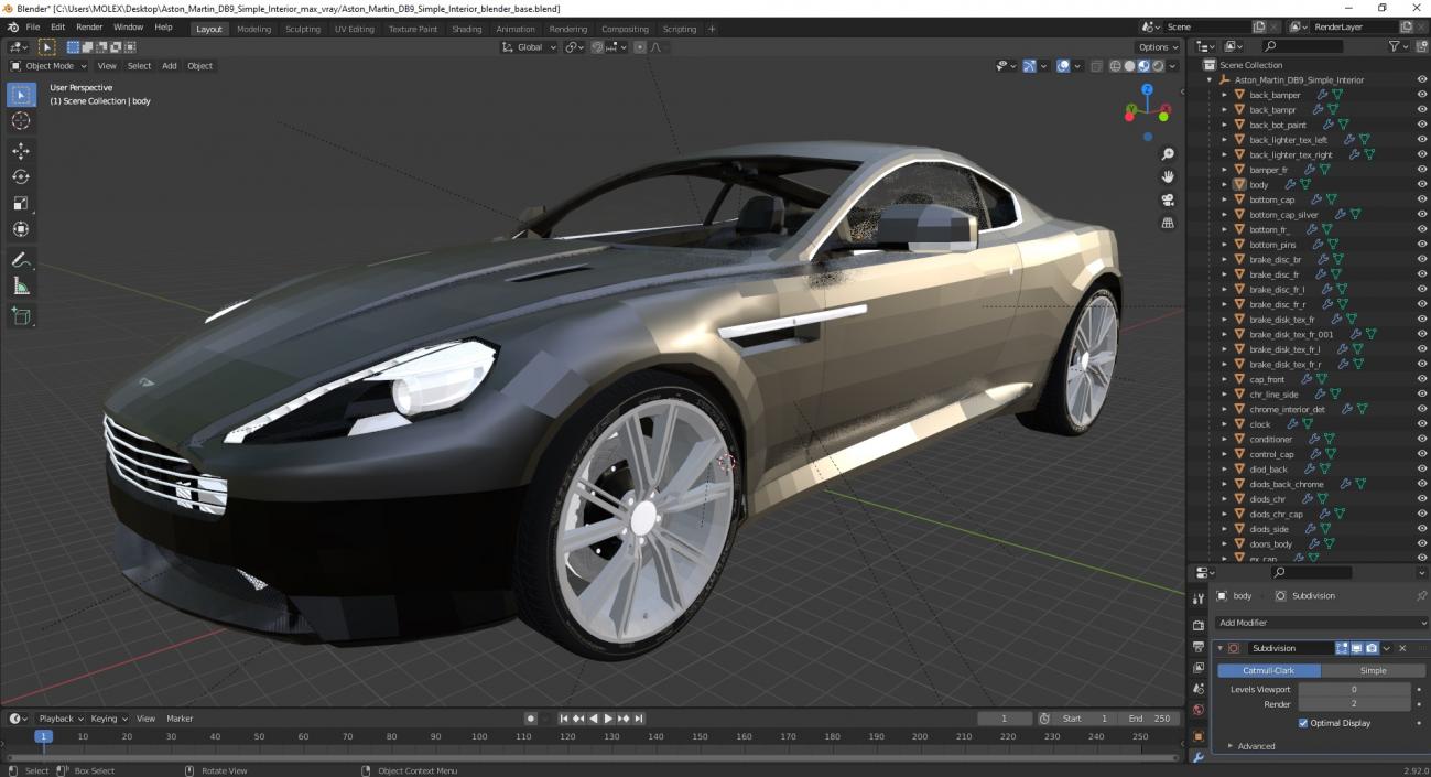 Aston Martin DB9 Simple Interior 3D