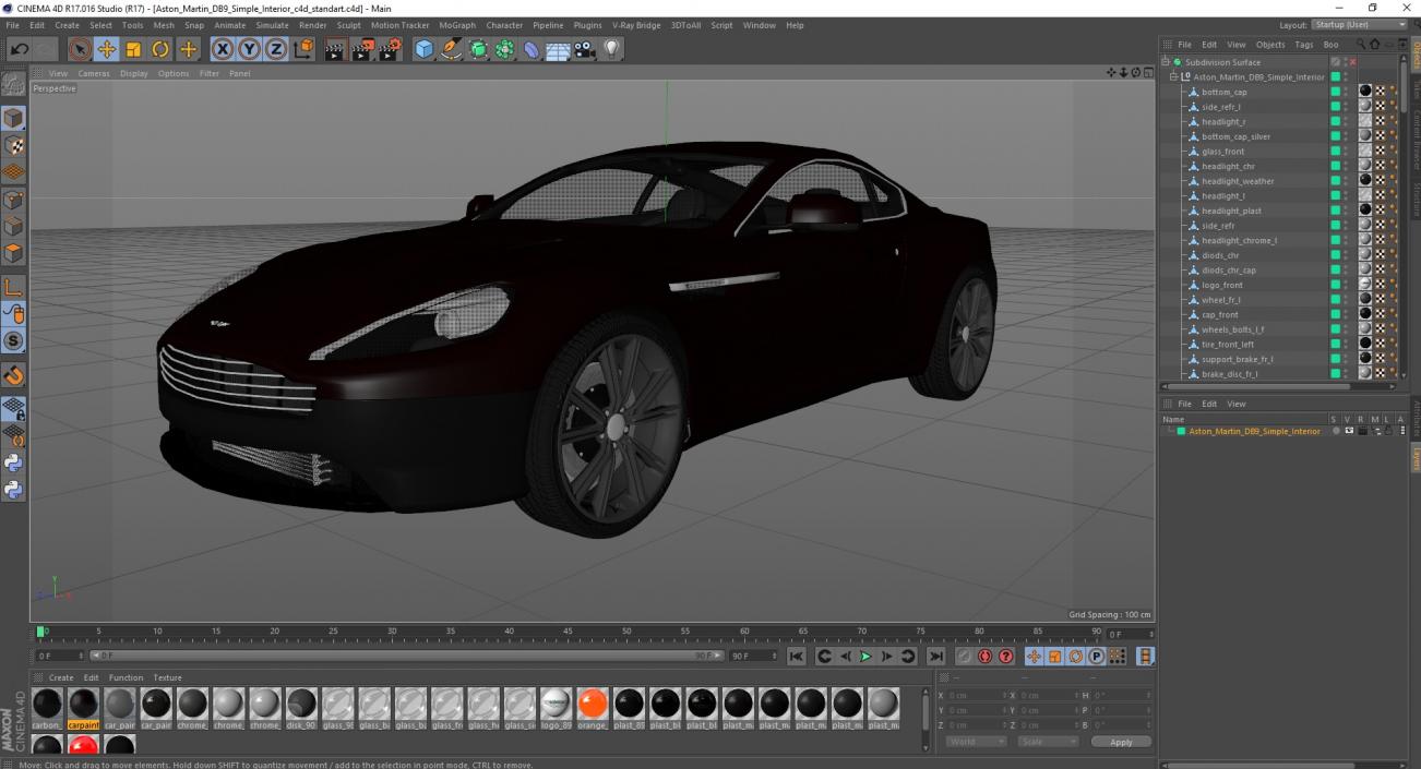 Aston Martin DB9 Simple Interior 3D