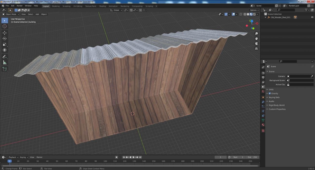 3D model Old Wooden Shed