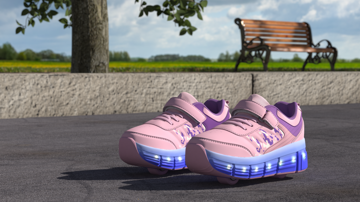 3D Roller Shoes Light Pink model