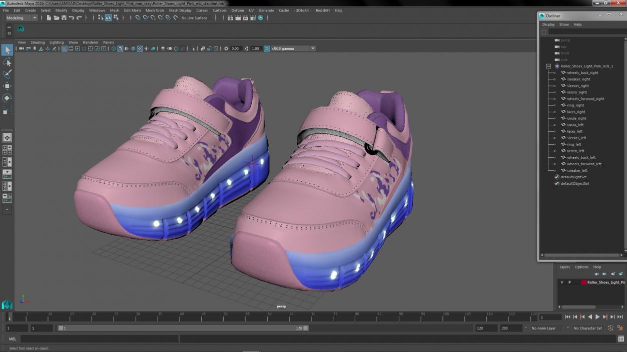 3D Roller Shoes Light Pink model