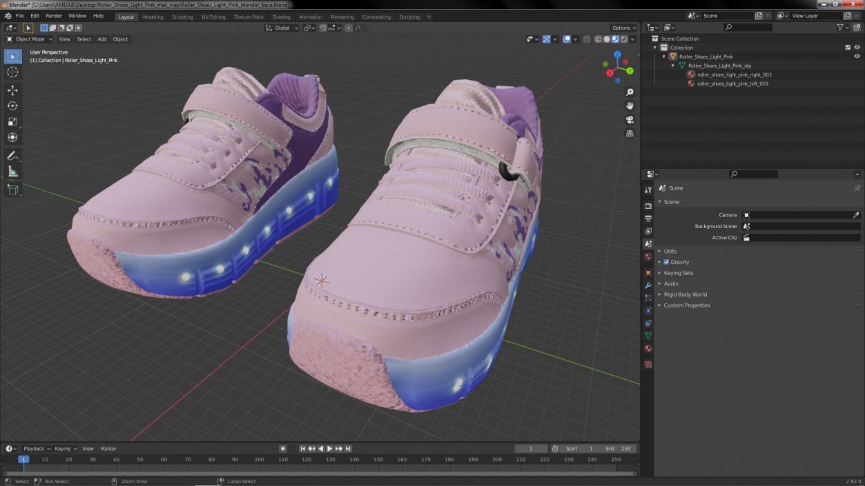 3D Roller Shoes Light Pink model