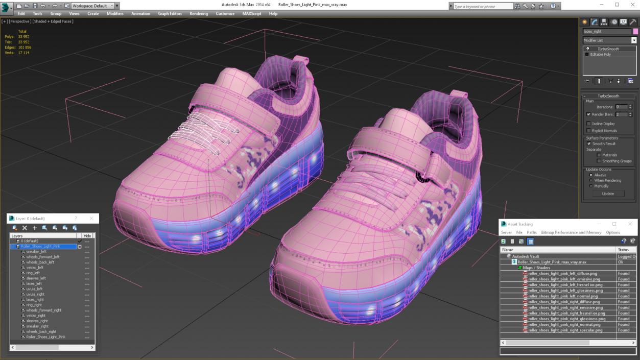 3D Roller Shoes Light Pink model