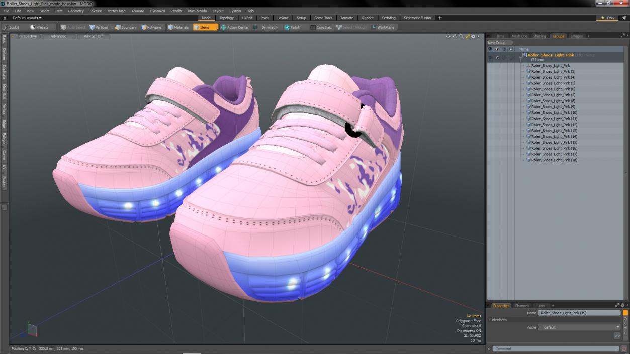 3D Roller Shoes Light Pink model