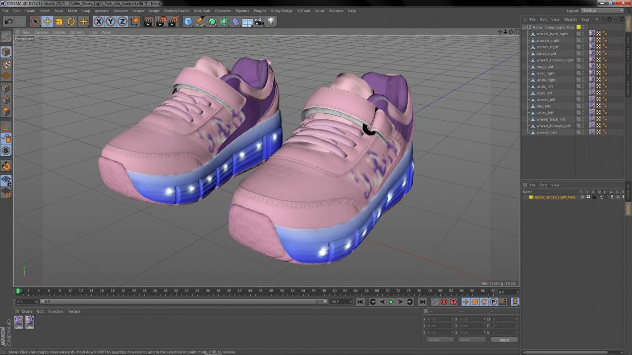 3D Roller Shoes Light Pink model