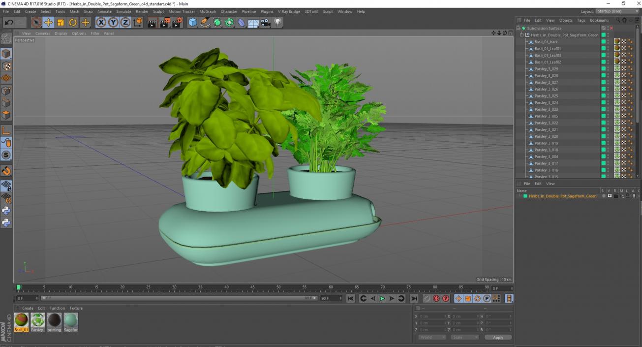 Herbs in Double Pot Sagaform Green 3D model