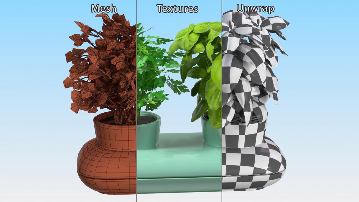 Herbs in Double Pot Sagaform Green 3D model