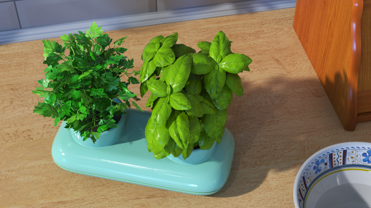 Herbs in Double Pot Sagaform Green 3D model